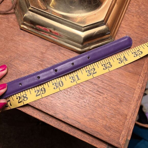 Vintage 1988 Ritz Collection Purple Leather Belt with Gold Buckle - Size M - Picture 5 of 7